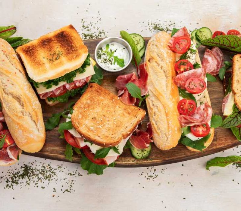 A platter of tasty sandwiches.